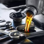 Pour new automotive engine oil into the engine