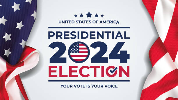 2024 Presidential election day in united states. illustration vector graphic of united states flag