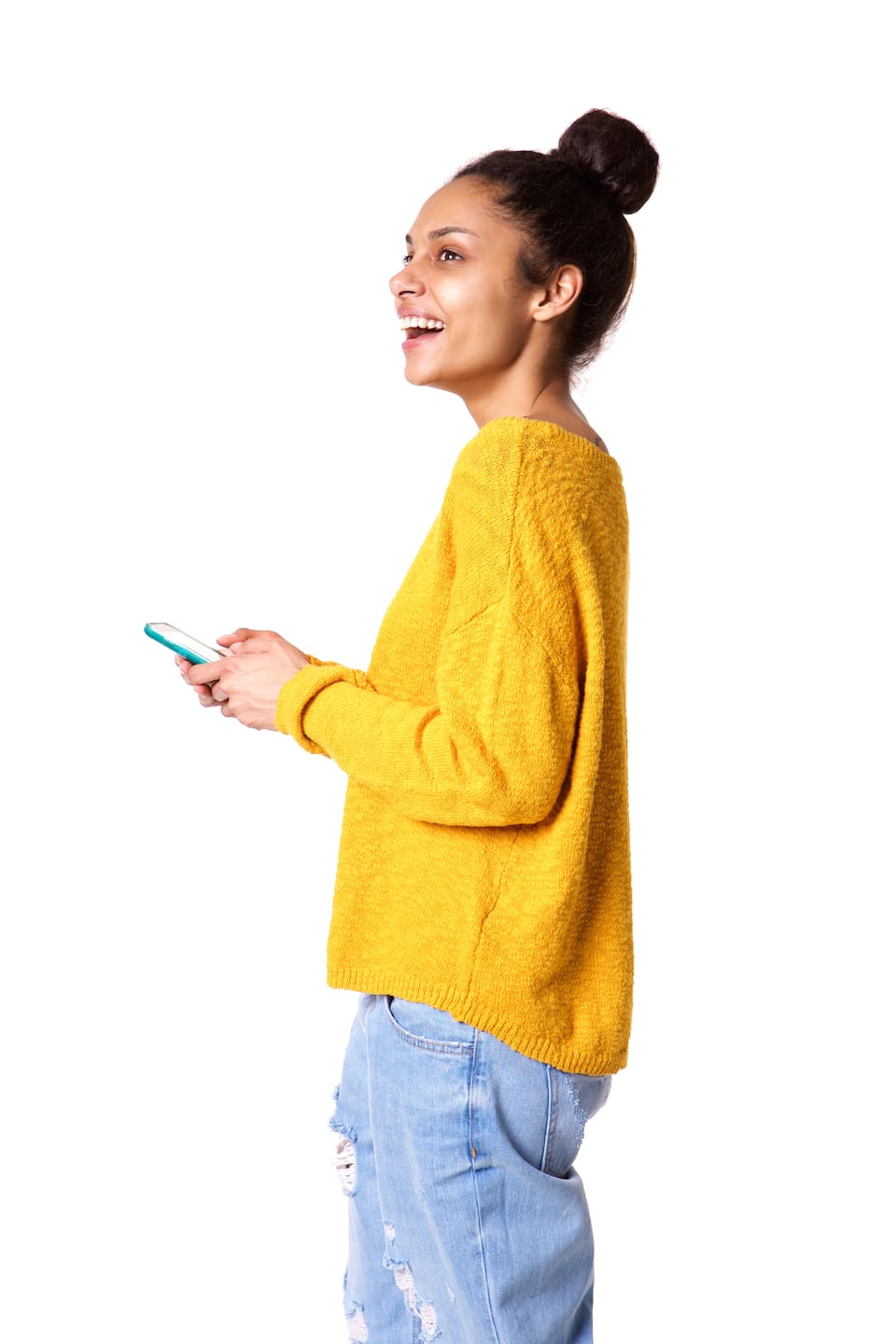 cheerful-young-woman-with-mobile-P3UPRYZ