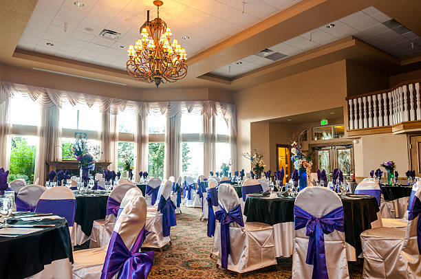 decorated tables for wedding party. HDR image